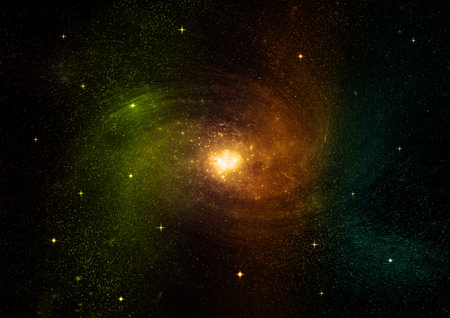 Stars of a planet and galaxy in a free spaceの写真素材