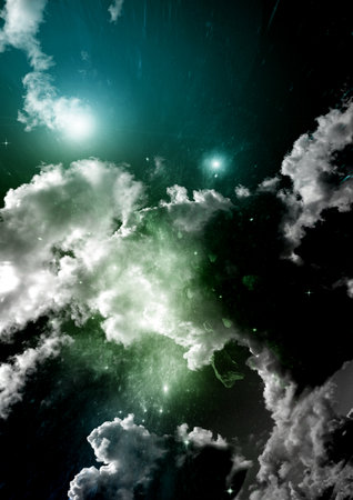 Stars of a planet and galaxy in a free spaceの写真素材