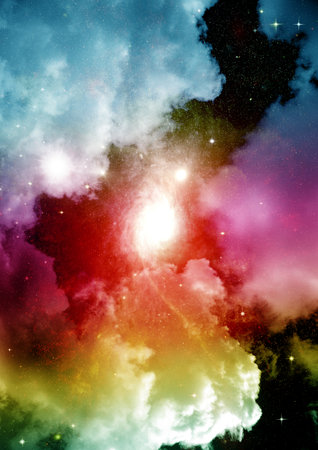 Stars of a planet and galaxy in a free spaceの写真素材