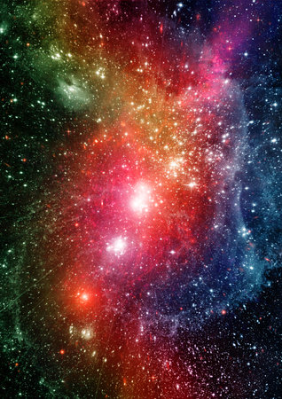 Stars of a planet and galaxy in a free spaceの写真素材