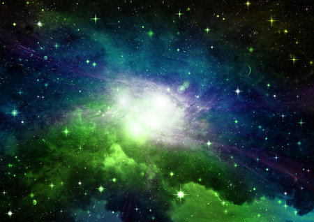 galaxy in a free space. 3D renderingの写真素材