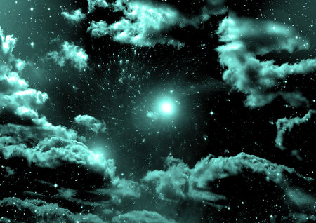 galaxy in a free space. 3D renderingの写真素材