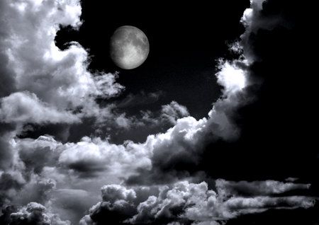 The moon in the night skyの写真素材