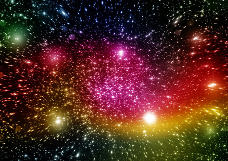 Stars of a planet and galaxy in a free spaceの写真素材