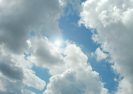 white air clouds in the blue skyの写真素材