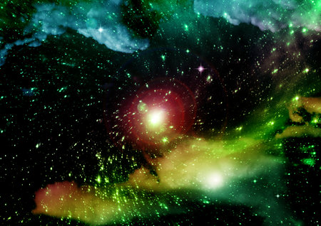 Stars of a planet and galaxy in a free spaceの写真素材