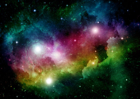 Stars of a planet and galaxy in a free spaceの写真素材