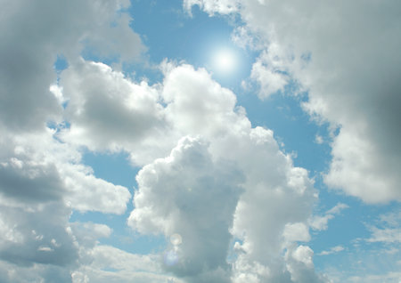 white air clouds in the blue skyの写真素材