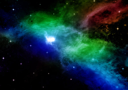 Stars of a planet and galaxy in a free spaceの写真素材