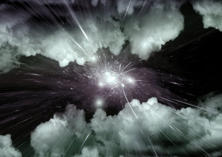 Stars of a planet and galaxy in a free spaceの写真素材