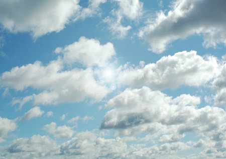 white air clouds in the blue skyの写真素材