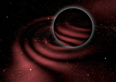 Stars of a planet and galaxy in a free spaceの写真素材