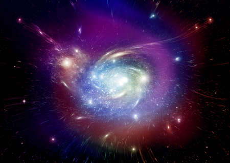 Stars of a planet and galaxy in a free spaceの写真素材