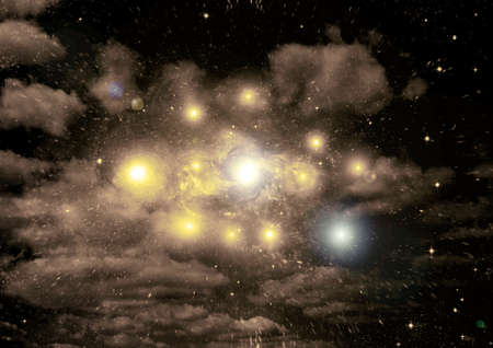 Stars of a planet and galaxy in a free spaceの写真素材