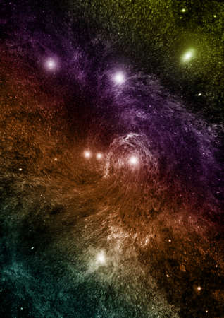 Stars of a planet and galaxy in a free spaceの写真素材
