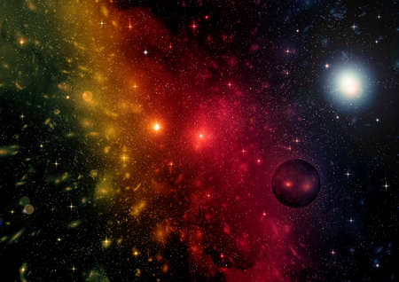 Stars of a planet and galaxy in a free spaceの写真素材