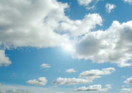 white air clouds in the blue skyの写真素材