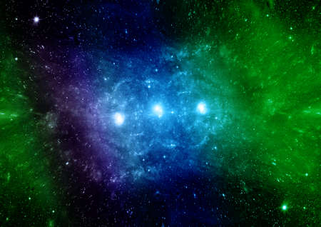 Stars of a planet and galaxy in a free space   3D renderingの写真素材