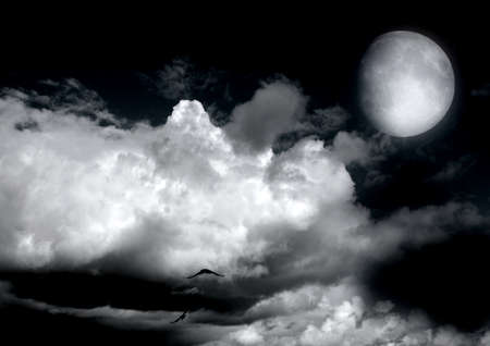 The moon in the night skyの写真素材