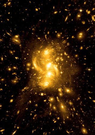 Stars of a planet and galaxy in a free spaceの写真素材
