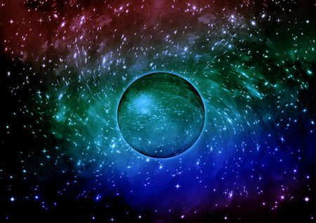 Stars of a planet and galaxy in a free spaceの写真素材