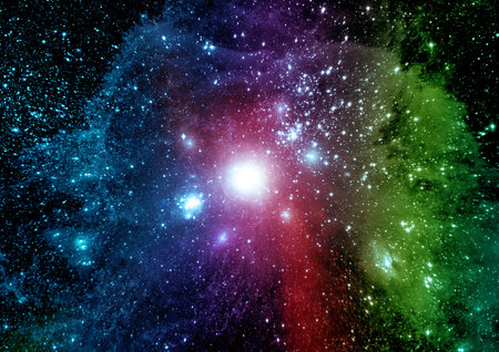Stars of a planet and galaxy in a free spaceの写真素材