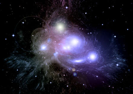 Stars of a planet and galaxy in a free spaceの写真素材
