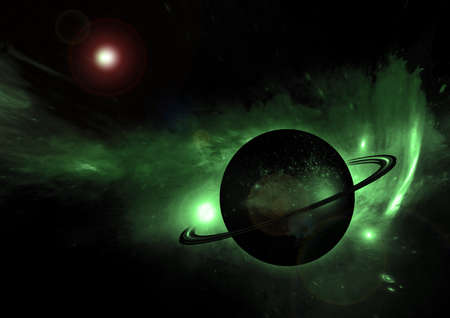 Stars of a planet and galaxy in a free spaceの写真素材