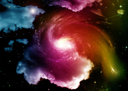 Stars of a planet and galaxy in a free spaceの写真素材