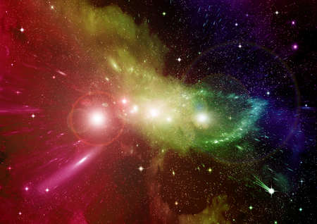 Stars of a planet and galaxy in a free spaceの写真素材