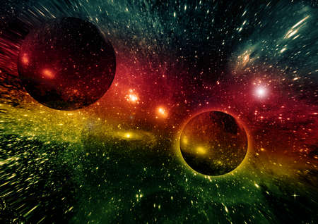 Stars of a planet and galaxy in a free spaceの写真素材