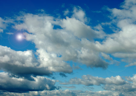 white air clouds in the blue skyの写真素材