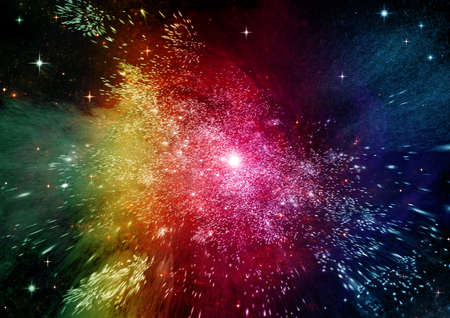 Stars of a planet and galaxy in a free spaceの写真素材