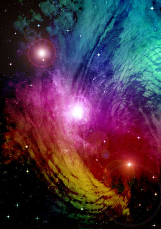 Stars of a planet and galaxy in a free spaceの写真素材