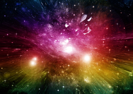 Stars of a planet and galaxy in a free spaceの写真素材