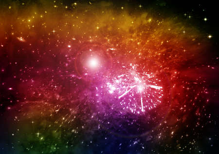 Stars of a planet and galaxy in a free spaceの写真素材