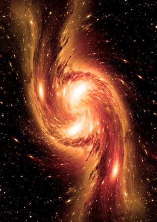 Stars of a planet and galaxy in a free space 3D renderingの写真素材