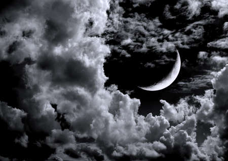 The moon in the night skyの写真素材