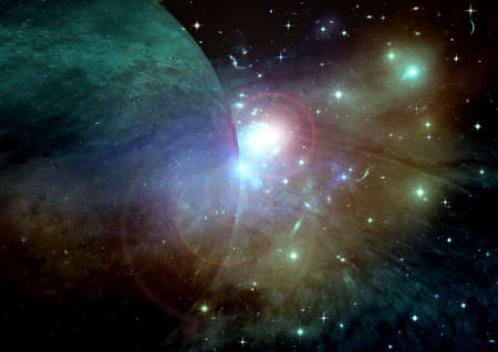 galaxy in a free space. 3D renderingの写真素材