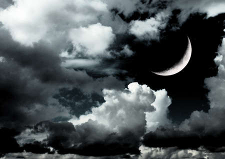 The moon in the night skyの写真素材