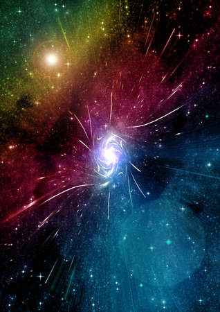 Stars of a planet and galaxy in a free spaceの写真素材