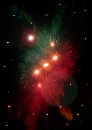 Stars of a planet and galaxy in a free spaceの写真素材