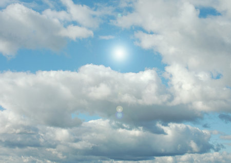 white air clouds in the blue skyの写真素材
