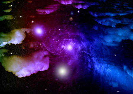 Stars of a planet and galaxy in a free spaceの写真素材