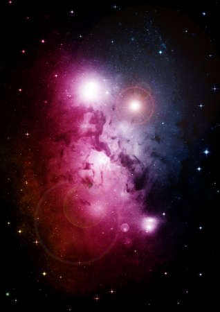 Stars of a planet and galaxy in a free spaceの写真素材