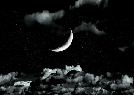 The moon in the night skyの写真素材