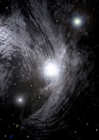 galaxy in a free space. 3D renderingの写真素材