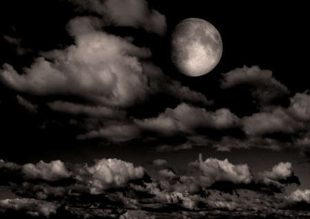 The moon in the night skyの写真素材