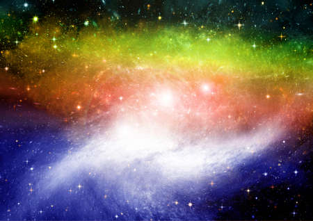 Stars of a planet and galaxy in a free space. 3D renderingの写真素材