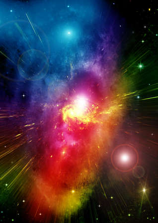 Stars of a planet and galaxy in a free spaceの写真素材